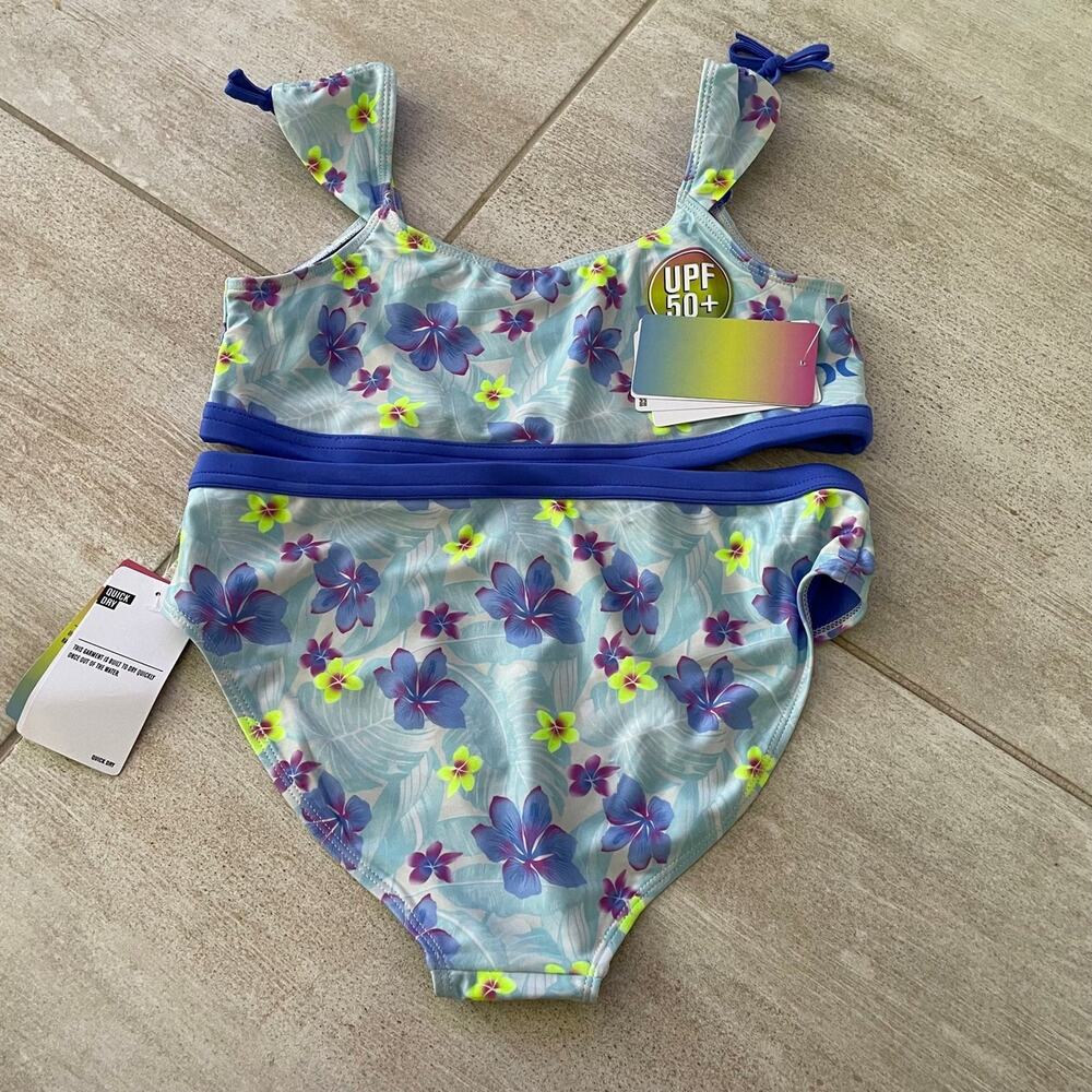 NEW HURLEY GIRLS FLORAL SWIM BIKINI SET SZ LARGE - 0022